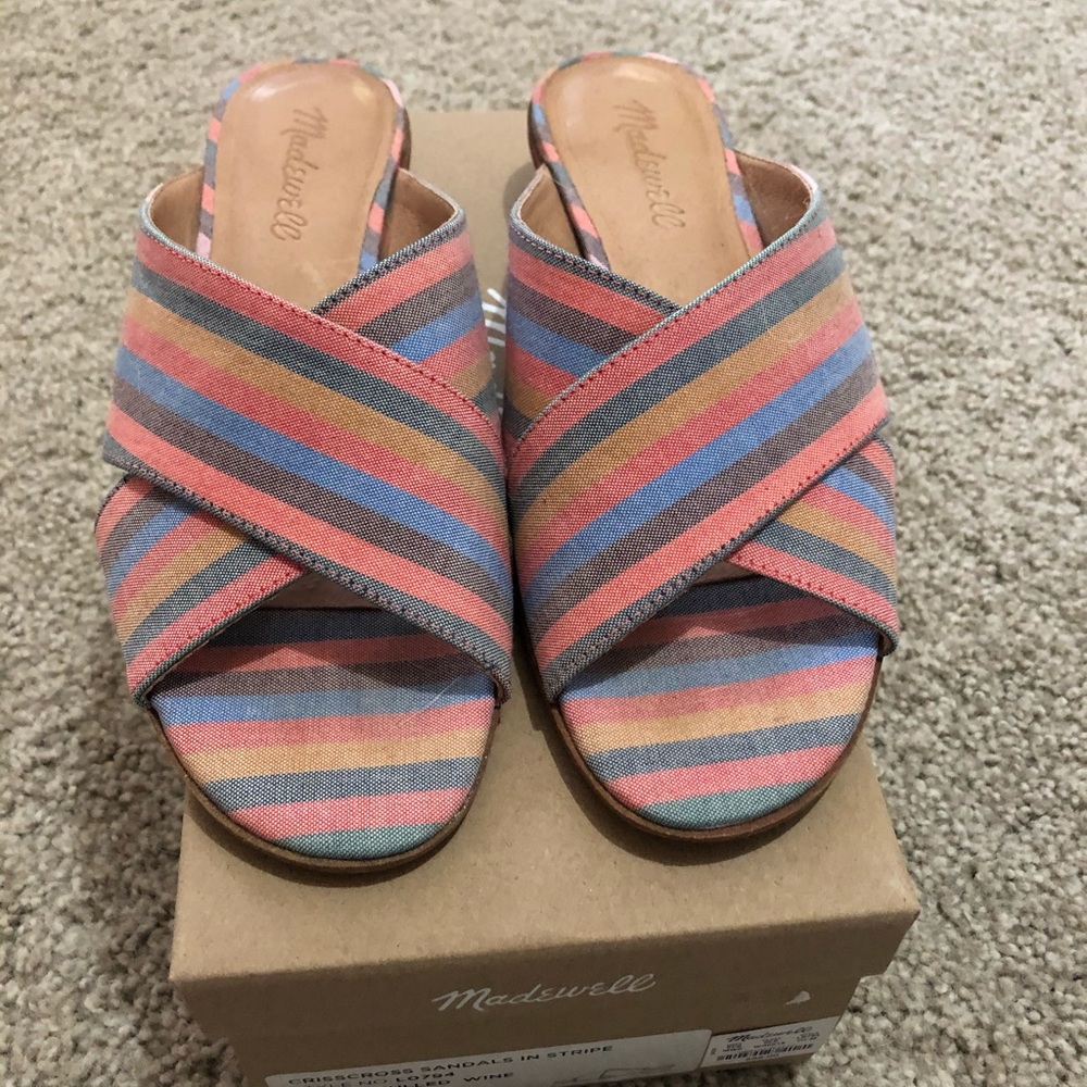 Madewell crisscross sandals in stripe